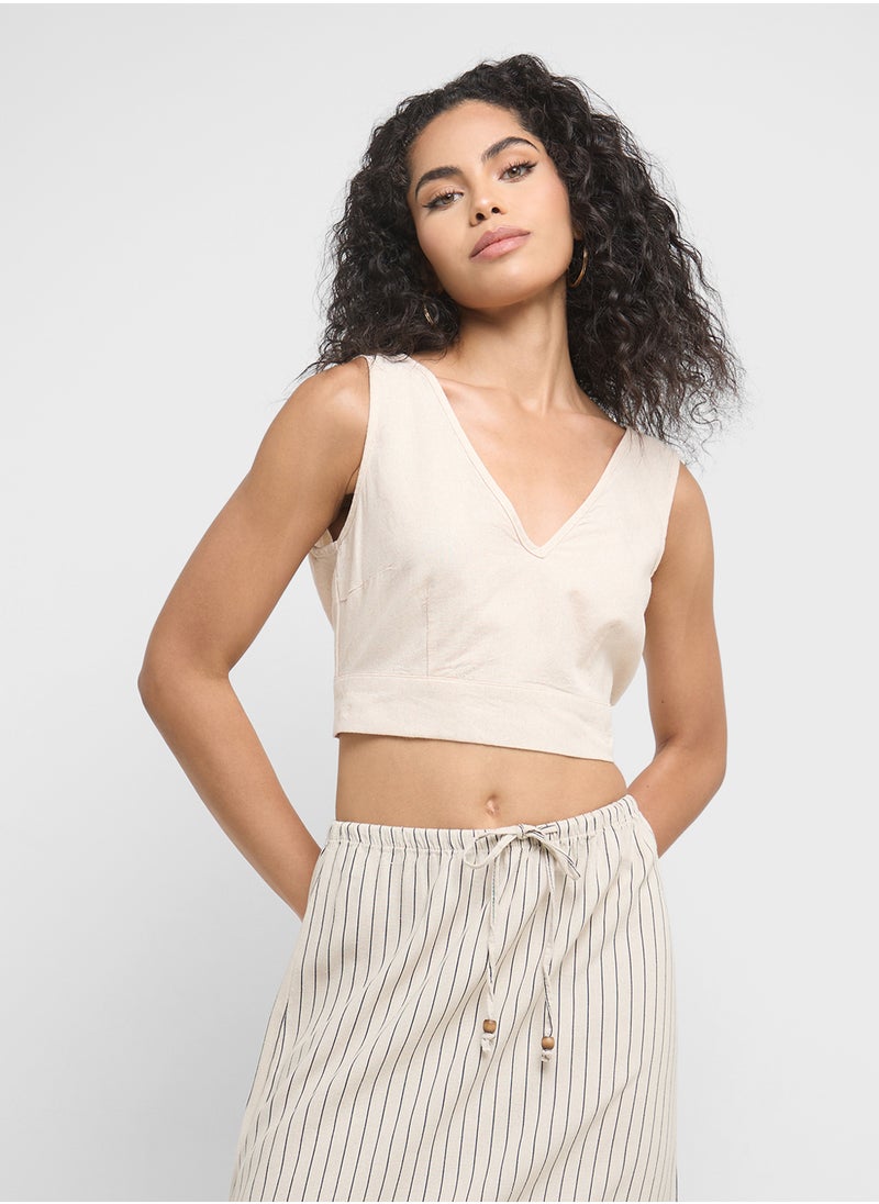 V-Neck Cropped Top