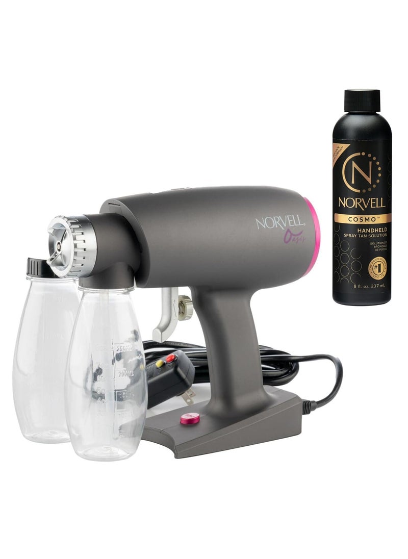Oasis Spray Tan Machine Kit Bundled with Norvell Cosmo Airbrush Spray Tanning Sunless Solution