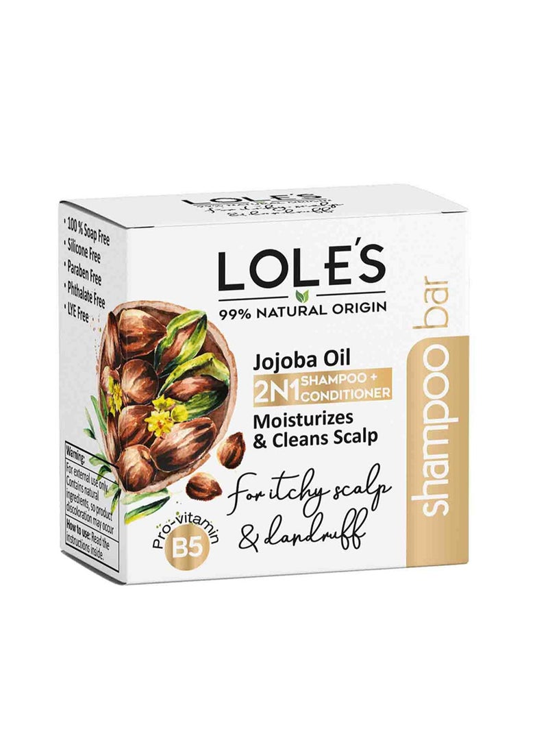 Shampoo Bar and Conditioner 2in1 with Jojoba Oil for Itchy Scalp & Dandruff, Moisturizes & Cleans Scalp, Travel Shampoo, Silicone Free, 100g