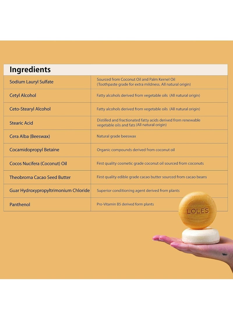 Shampoo Bar and Conditioner 2in1 with Coconut Oil for Volume & Strength, Moisturizes & Cleans Scalp, Travel Shampoo, Silicone Free, 100g