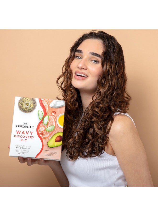كيرلسميث - مجموعة اكتشاف يوم غسل الشعر المموج | مجموعة غسل الشعر الكاملة، مثالية لمن يعانون من تجعيدات من النوع الثاني | تنظيف الشعر، والتحكم في تجعده، وتغذيته، وترطيبه لتعزيز تموجات الشعر الطبيعية