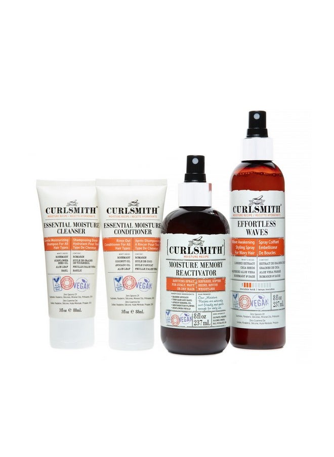 كيرلسميث - مجموعة اكتشاف يوم غسل الشعر المموج | مجموعة غسل الشعر الكاملة، مثالية لمن يعانون من تجعيدات من النوع الثاني | تنظيف الشعر، والتحكم في تجعده، وتغذيته، وترطيبه لتعزيز تموجات الشعر الطبيعية