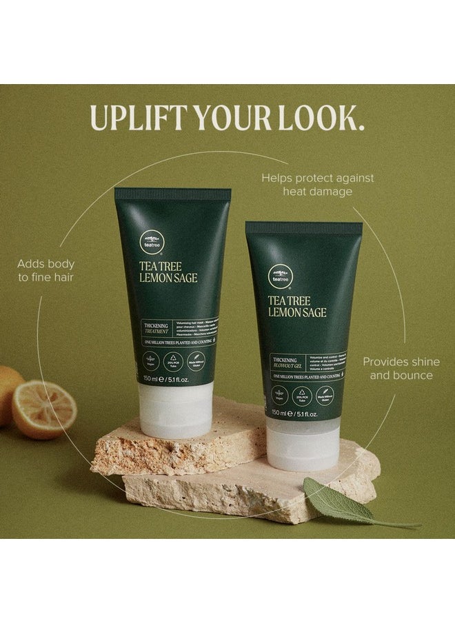 Tea Tree Lemon Sage Thickening Blowout Gel, Volumizing Hair Gel, For Fine Hair, 5.1 fl. oz.