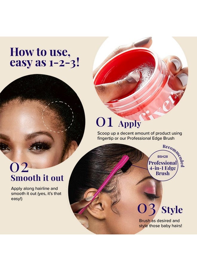 Red by Kiss Edge Fixer Hair Shine Gel, 24 Hour Max Hold, Non-Flaking, Biotin B7 Infused, Natural Styling, Professional Edge Control Wax, Perfect for Braiding (Strawberry Acai)