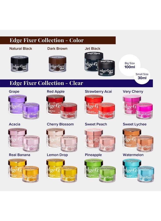Red by Kiss Edge Fixer Hair Shine Gel, 24 Hour Max Hold, Non-Flaking, Biotin B7 Infused, Natural Styling, Professional Edge Control Wax, Perfect for Braiding (Strawberry Acai)
