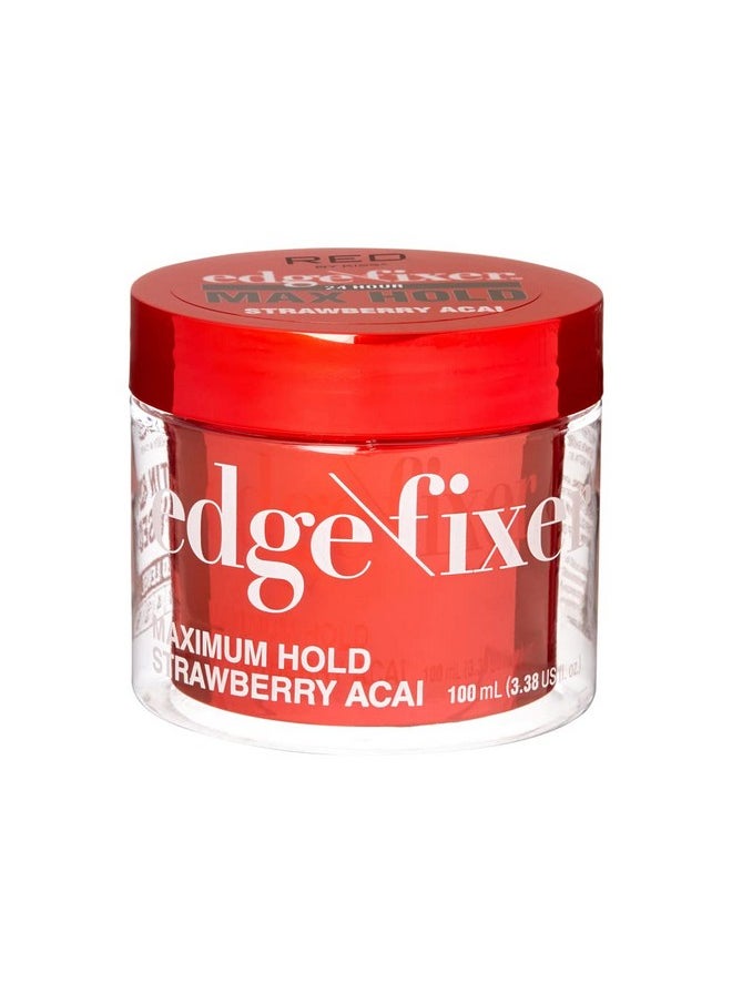 Red by Kiss Edge Fixer Hair Shine Gel, 24 Hour Max Hold, Non-Flaking, Biotin B7 Infused, Natural Styling, Professional Edge Control Wax, Perfect for Braiding (Strawberry Acai)