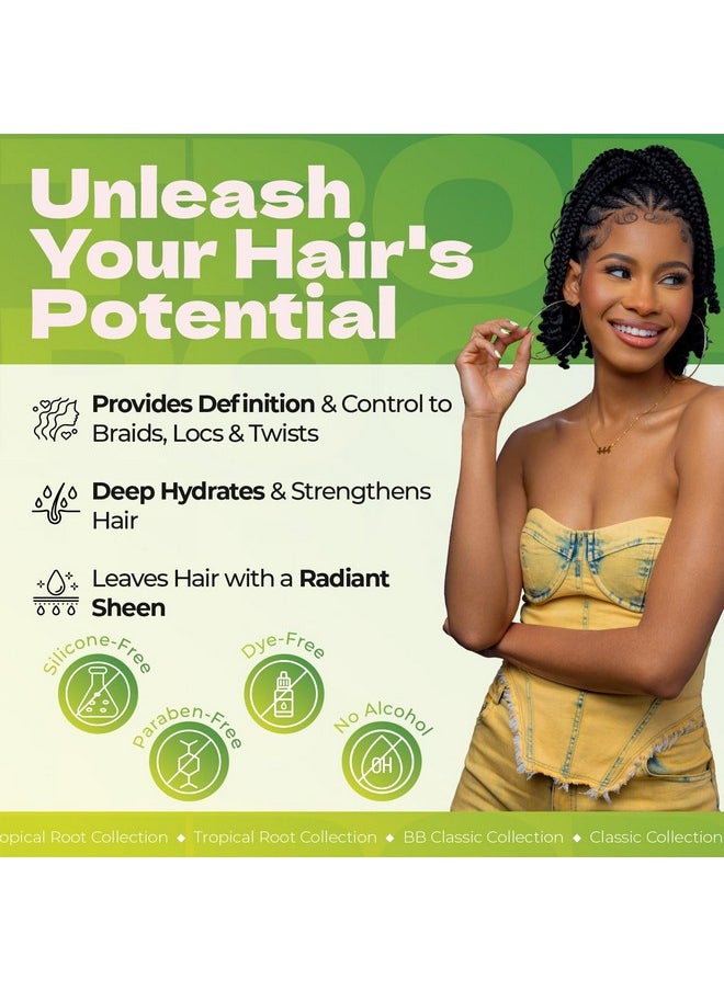 Bronner Bros Tropical Roots Twist Cream for Braids, Locs & Twist - Styling Cream with Pineapple & Guava Extract, Coconut Oil, Vitamins B5 & B12 - Soft Hol, Reduces Frizz & Spit Ends - 6 oz