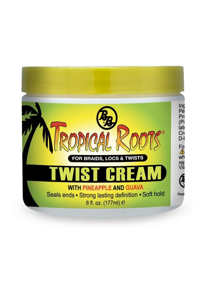 Bronner Bros Tropical Roots Twist Cream for Braids, Locs & Twist - Styling Cream with Pineapple & Guava Extract, Coconut Oil, Vitamins B5 & B12 - Soft Hol, Reduces Frizz & Spit Ends - 6 oz