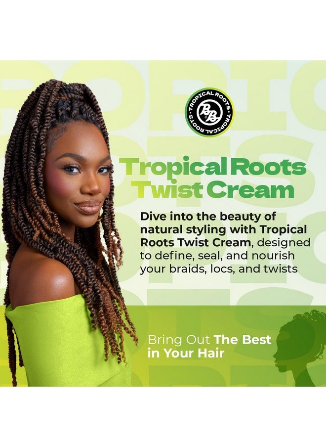 Bronner Bros Tropical Roots Twist Cream for Braids, Locs & Twist - Styling Cream with Pineapple & Guava Extract, Coconut Oil, Vitamins B5 & B12 - Soft Hol, Reduces Frizz & Spit Ends - 6 oz