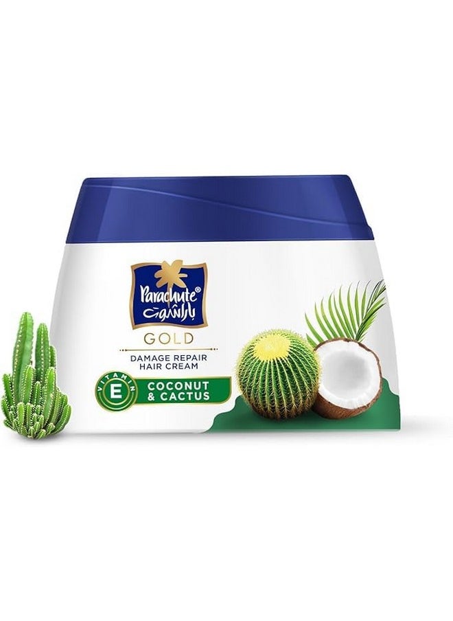 Parachute Gold Coconut and Cactus Damage Repair Hair Cream with 100% Natural Cocolipid for Deep Root Nourishment (140 ml)