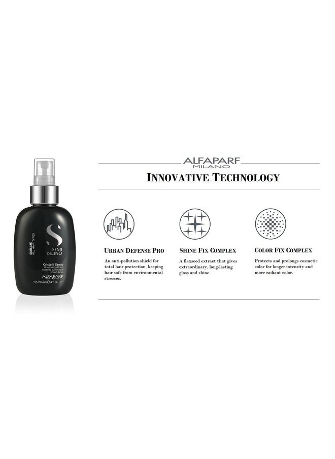 Alfaparf Milano Semi Di Lino Sublime Cristalli Smoothing Finishing Hair Spray - Dry Hair Treatment to Detangle & Add Shine - Smoothing Serum with Flax Seed Oil & Vitamin E - Vegan (4.23 oz / 125 ml)