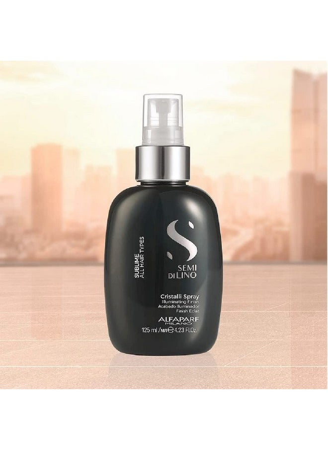 Alfaparf Milano Semi Di Lino Sublime Cristalli Smoothing Finishing Hair Spray - Dry Hair Treatment to Detangle & Add Shine - Smoothing Serum with Flax Seed Oil & Vitamin E - Vegan (4.23 oz / 125 ml)
