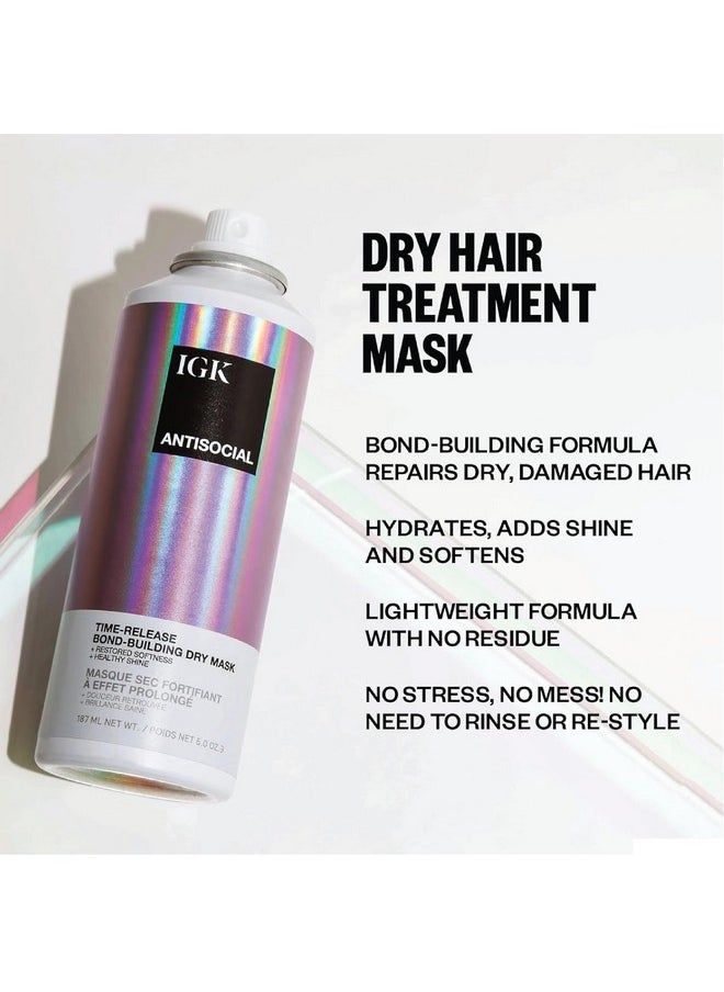 IGK Travel Hair Treatment Set | Antisocial Hair Mask + Good Behavior Spray | Overnight Bond-Building + Keratin Like Smoothing Spray | Vegan + Cruelty-Free | Set of 2