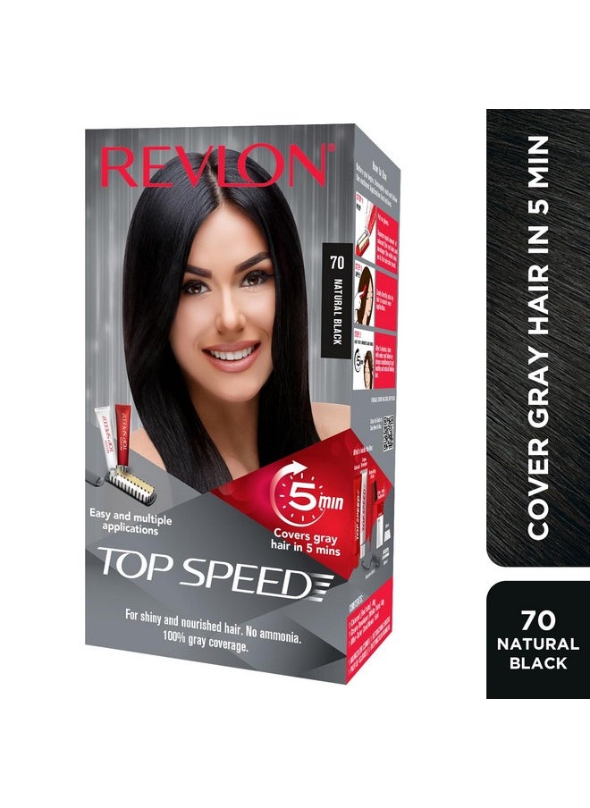 Top Speed Hair Color For Women Natural Black | Ginseng Root Extract And Mother Of Pearl | 100% Grey Coverage In 5 Minutes | Ammonia Free, Easy Application And Intense Conditioning