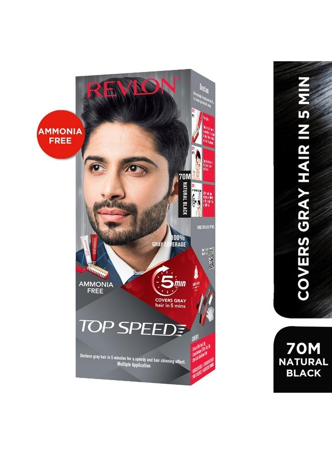 Top Speed Hair Color For Men Natural Black | Infused With Mother Of Pearl And Ginseng Root Extract For Intense Conditioning | 100% Grey Coverage In 5 Minutes | Shiny & Nourished Hair