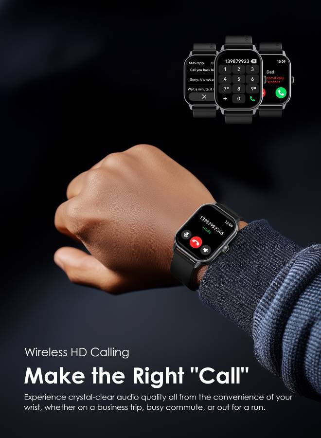 Watch 5 Bluetooth Call Smart Watch 2.01inch HD Display Fitness Watch, 300 mAh, Scratch-resistant &Anti-Explosion Tempered Glass Screen with 100+ Sports Modes & Blood Oxygen & Heart Rate Monitor, Waterproof Light Chrome Black