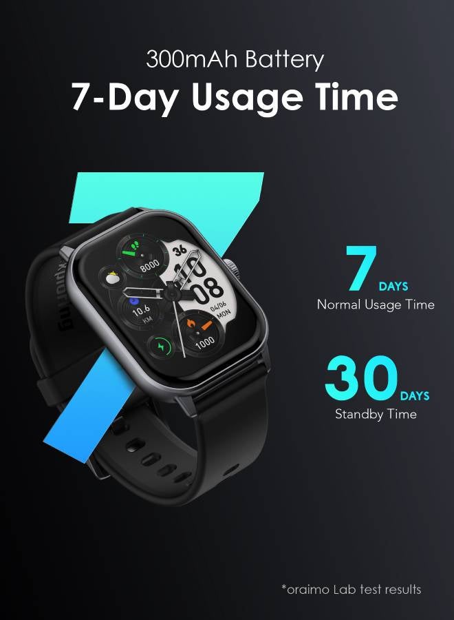 Watch 5 Bluetooth Call Smart Watch 2.01inch HD Display Fitness Watch, 300 mAh, Scratch-resistant &Anti-Explosion Tempered Glass Screen with 100+ Sports Modes & Blood Oxygen & Heart Rate Monitor, Waterproof Light Chrome Black
