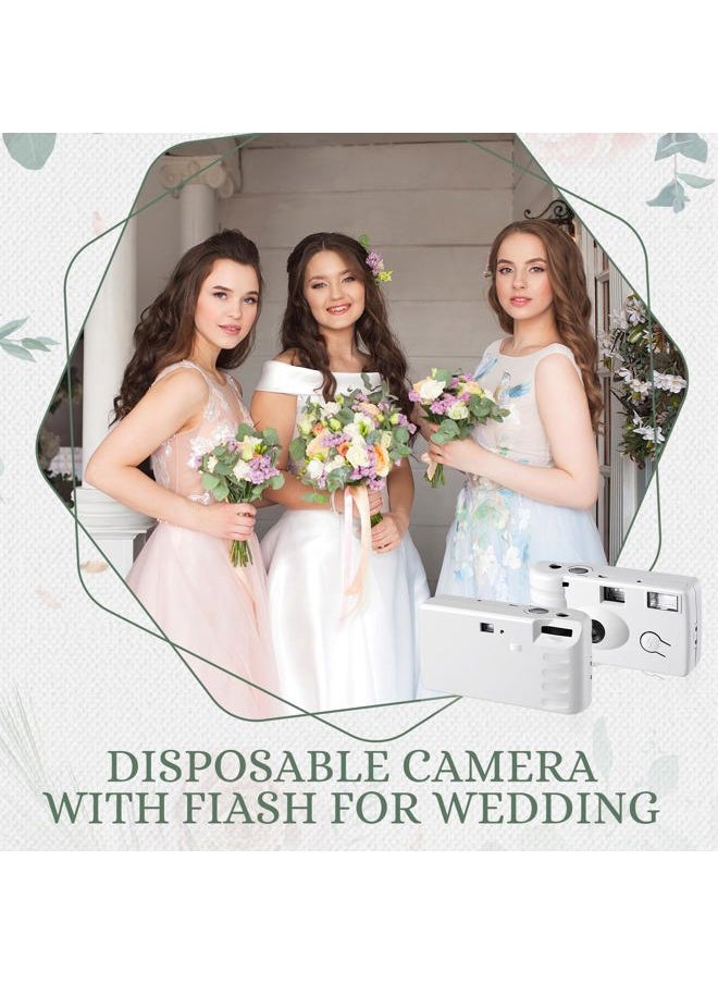 6 Pack of Disposable Camera for Wedding Bulk Bachelorette Single Use Flash 35mm 17 Film 200iso Camera for Birthday Concert Travel Anniversary Party Supply Favor Vacation Gift (White,Classic)