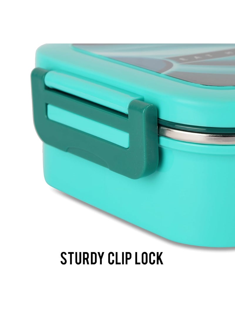 CELLO Esquire Insulated Lunch Box, 915 ml, Green | 100% Food Grade | Leak Proof and Break Resistant | 2 Containers Inner Steel Lunch Box