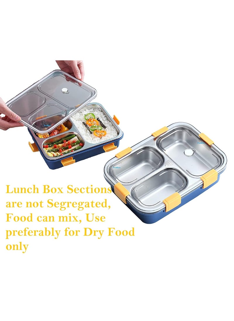 FunBlast Lunch Box - Stainless Steel Lunch Box for Kids, Tiffin Box, Lunch Box with Spoon and Fork, Lunch Box for Kids, Lunch Box for Office Women and Men, Bento Lunch Box (Blue)