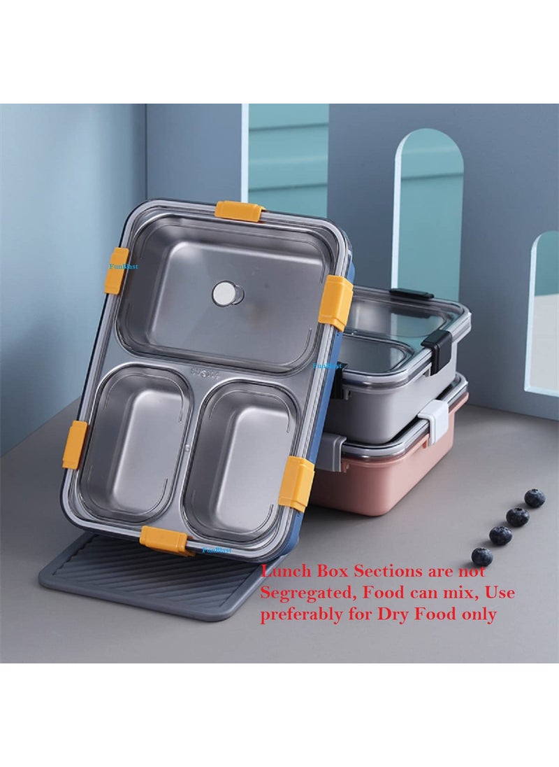 FunBlast Lunch Box - Stainless Steel Lunch Box for Kids, Tiffin Box, Lunch Box with Spoon and Fork, Lunch Box for Kids, Lunch Box for Office Women and Men, Bento Lunch Box (Blue)