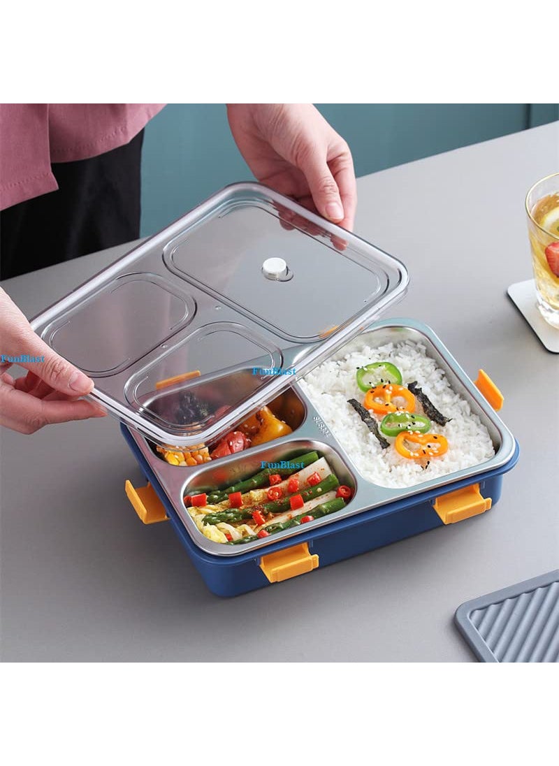 FunBlast Lunch Box - Stainless Steel Lunch Box for Kids, Tiffin Box, Lunch Box with Spoon and Fork, Lunch Box for Kids, Lunch Box for Office Women and Men, Bento Lunch Box (Blue)