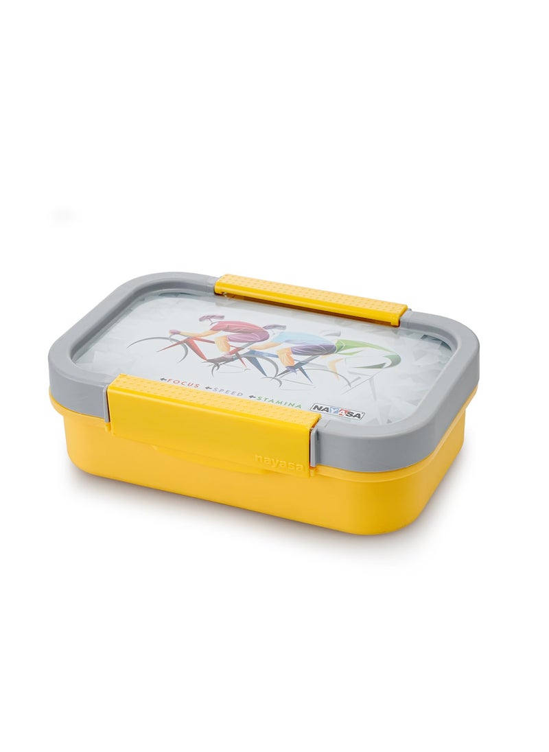 Nayasa Autobot 2 Compartment Vaccum Sealed Insulated Stainless Steel Lunch Box | Sports Print | Leak Proof Tiffin Box | 650 ml | Yellow