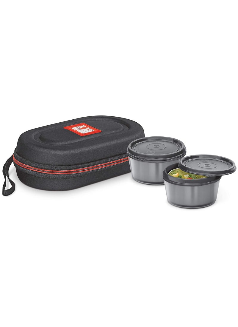 Milton Nutri Stainless Steel Insulated Tiffin Set, 320ml, Set of 2, Black