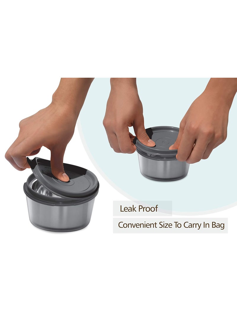 Milton Nutri Stainless Steel Insulated Tiffin Set, 320ml, Set of 2, Black
