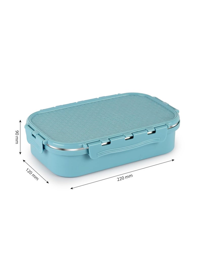 CELLO Matrix Big Lunch Box, Light Blue | Stainless Steel Lunch Box with Inner Separate Veg Box | Leak Proof and Break Resistant | Tiffin for Adults with Snap Lock | Ideal for Office, School, College