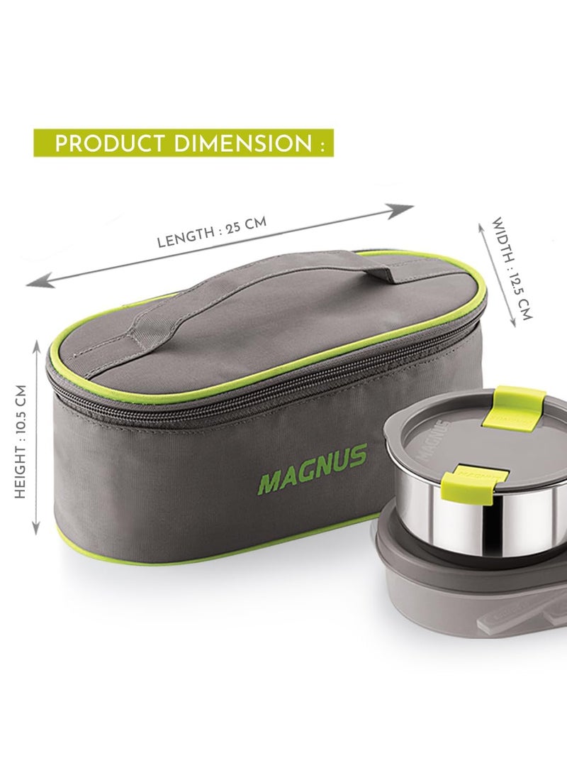 Magnus Olive 3 Lunch Box Set: Leak-Proof Stainless Steel Containers with Thermal Bag - Lunch Box for Kids and Lunch Boxes for Office Men - Airtight & Insulated Food Tiffin (950 ml)