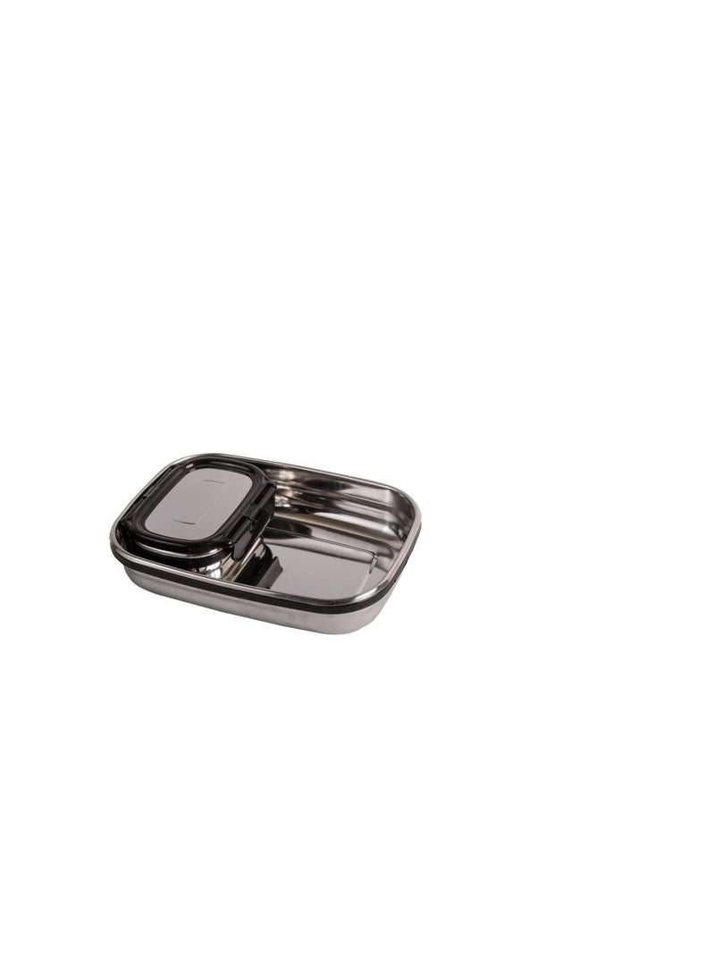 Veigo Steel Lunch Boxes for Office Men, Tiffin Box for Office Men, Lunch Box for Kids, Jumbo 950 ml, 180 ml Veg Box | Detachable Clips | Leakproof & Airtight | Durable Stainless Steel Lid | Black