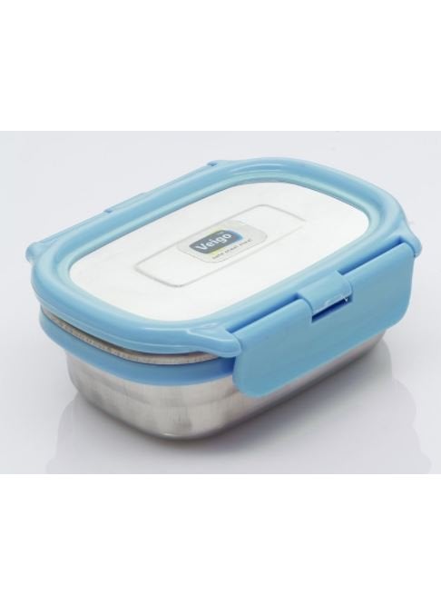 Veigo Lock N Steel 100% Air Tight 2 Pcs Container, Sky Blue - 600 Ml