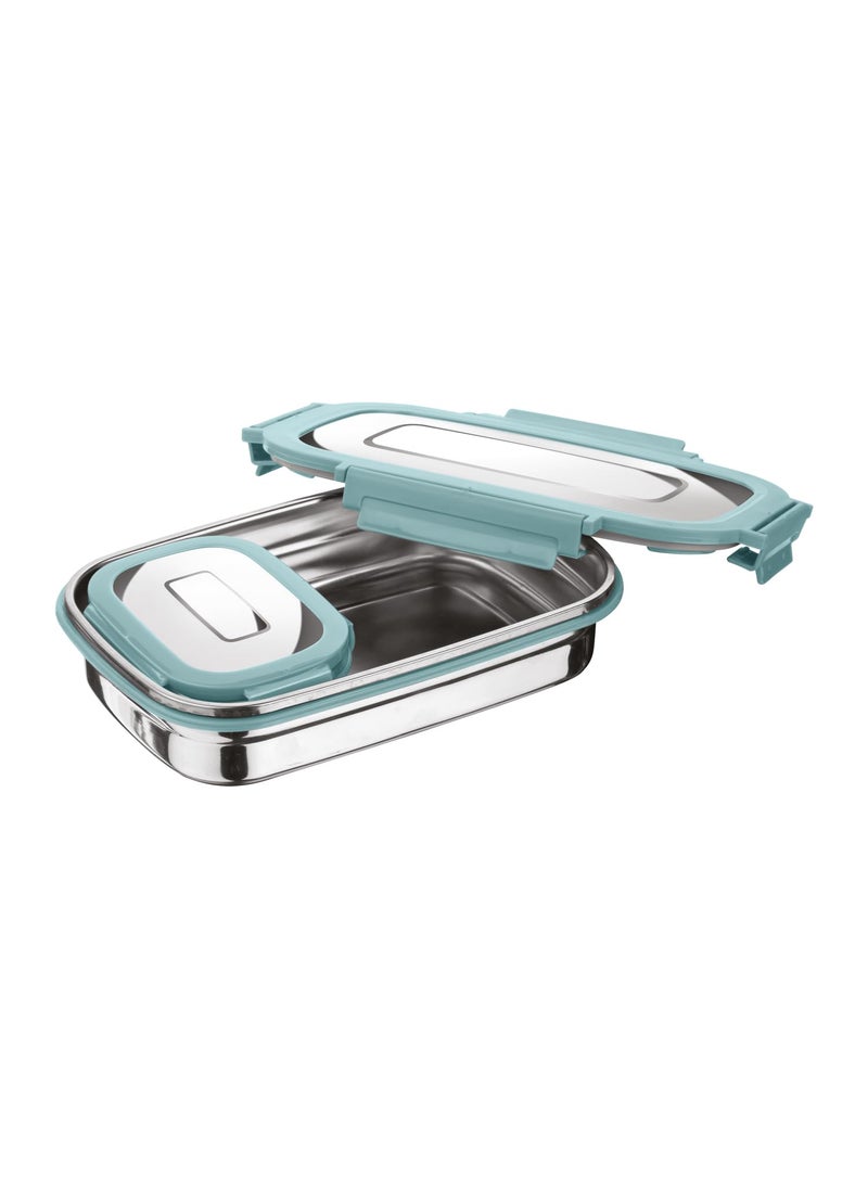 Joyo Stainless Steel Daily (Big) Tiffin Lunch Box Container 4 Side Clip Lock Lid for Office & School Use/Food Grade/Air Tight - Aqua Green,940 ml