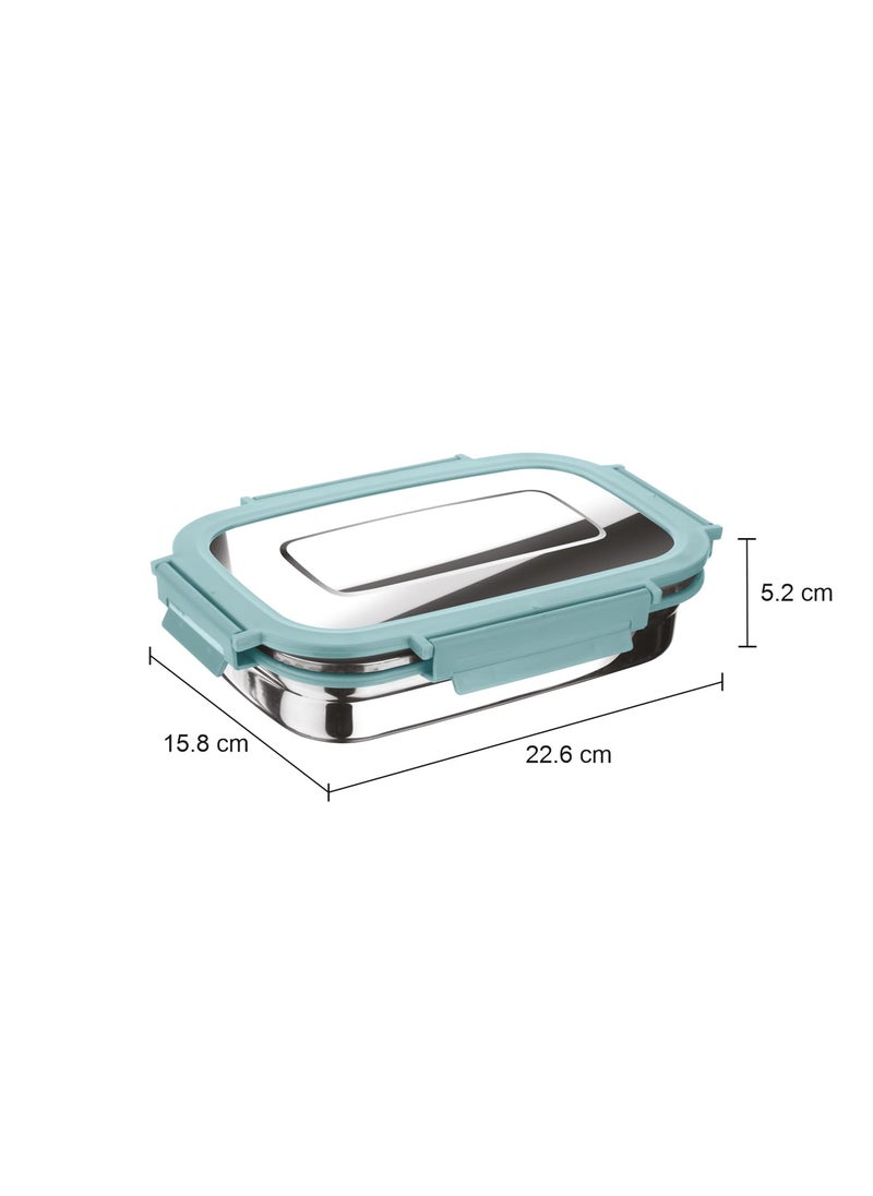 Joyo Stainless Steel Daily (Big) Tiffin Lunch Box Container 4 Side Clip Lock Lid for Office & School Use/Food Grade/Air Tight - Aqua Green,940 ml