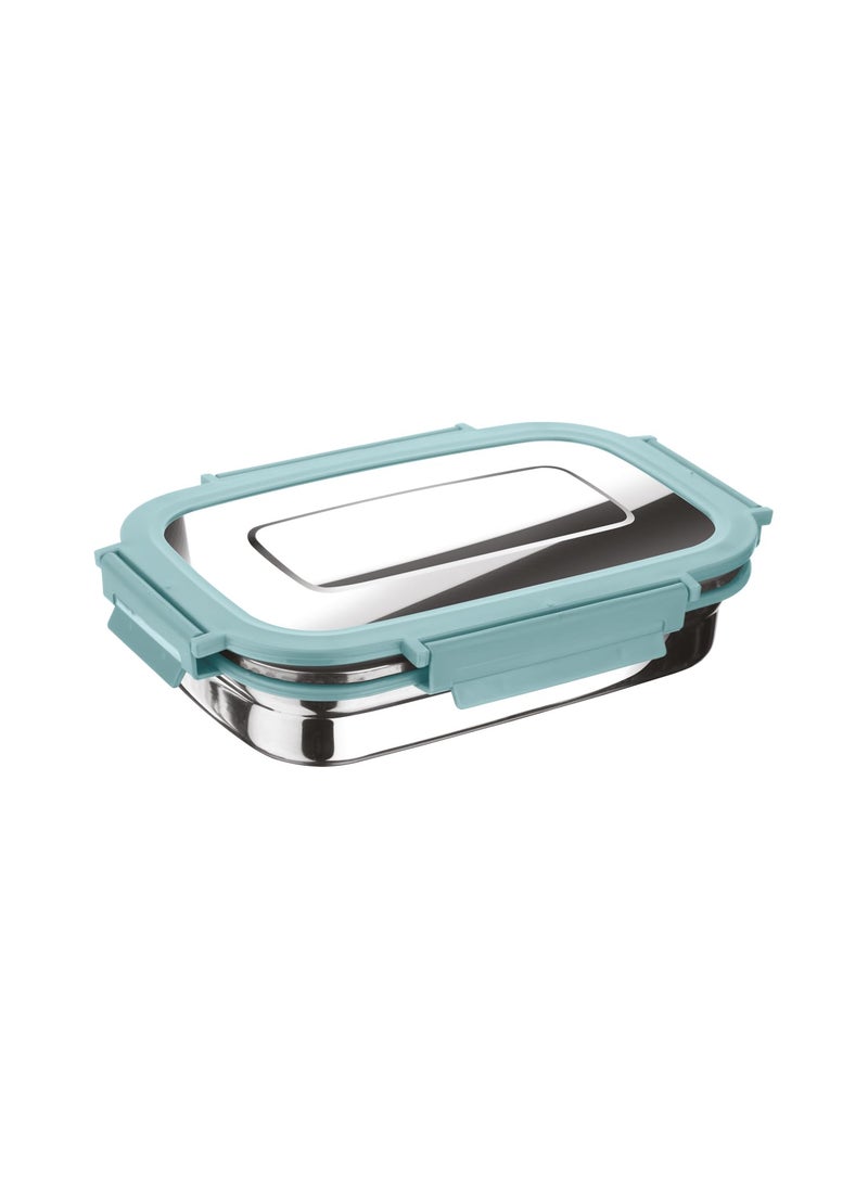 Joyo Stainless Steel Daily (Big) Tiffin Lunch Box Container 4 Side Clip Lock Lid for Office & School Use/Food Grade/Air Tight - Aqua Green,940 ml