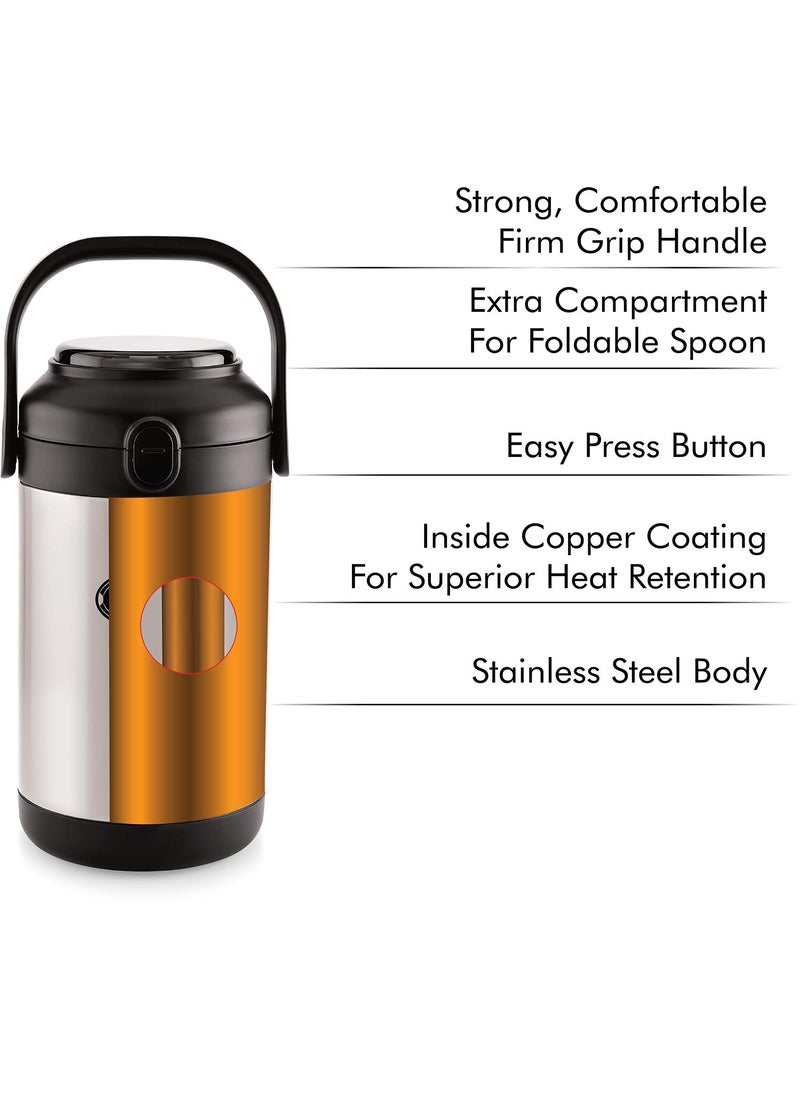 CELLO Fredo Stainless Steel Double Walled Lunch Box with 3 Containers | Insulated Lunch Box |Leak Proof | Food Grade | Easy to Carry | Ideal for Offices, Travel