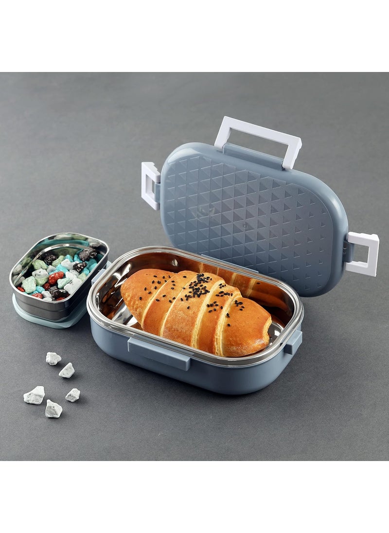 CELLO Altro Neo Lunch Box, Neo Grey 700ml, 2 Container Lunch Box for Kids | Steel Insulated Lunch Box with Veg Box | Leak-Proof Air Tight Container Tiffin Box for Kids | Ideal for School & Picnic
