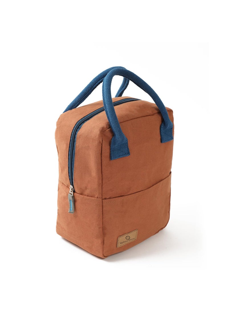 Yellow Weaves 100% Cotton Canvas Bag Reusable and Washable, Eco-Friendly Lunch Bag, Leakproof Keeps Hot & Cold, Lunch Bag for Men Women Kids Office Picnic School, (Big Size - Brown)