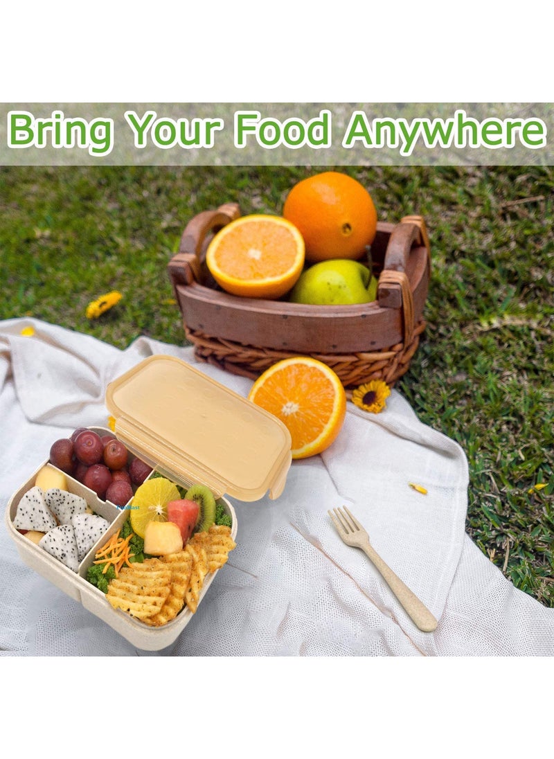 FunBlast Lunch Box for Kids - Tiffin Box for Kids, 1200 ML; Plastic Lunch Box for Office Men & Women, School Lunch Box with Spoon, Lunch Box with Compartments, Wheat Straw Fiber Lunch Box Multicolor