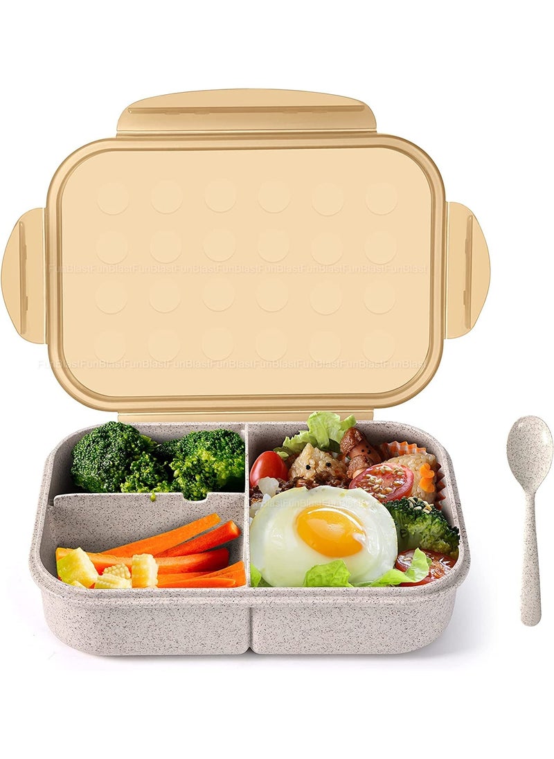 FunBlast Lunch Box for Kids - Tiffin Box for Kids, 1200 ML; Plastic Lunch Box for Office Men & Women, School Lunch Box with Spoon, Lunch Box with Compartments, Wheat Straw Fiber Lunch Box Multicolor