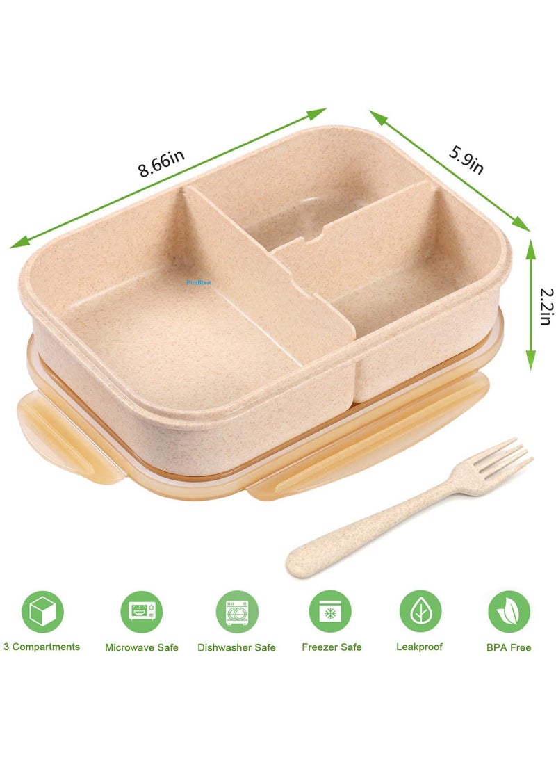 FunBlast Lunch Box for Kids - Tiffin Box for Kids, 1200 ML; Plastic Lunch Box for Office Men & Women, School Lunch Box with Spoon, Lunch Box with Compartments, Wheat Straw Fiber Lunch Box Multicolor