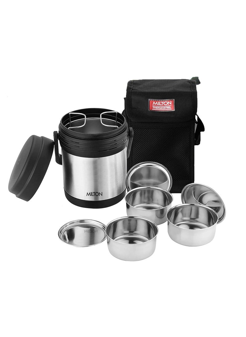 MILTON Thermosteel Hot Meal 3 Container Lunch Box, Silver