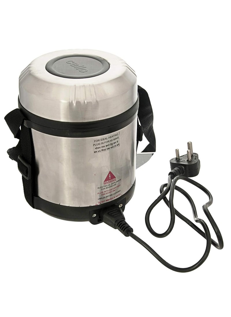 CELLO Electro Electric Stainless Steel Lunch Box, 3 Containers