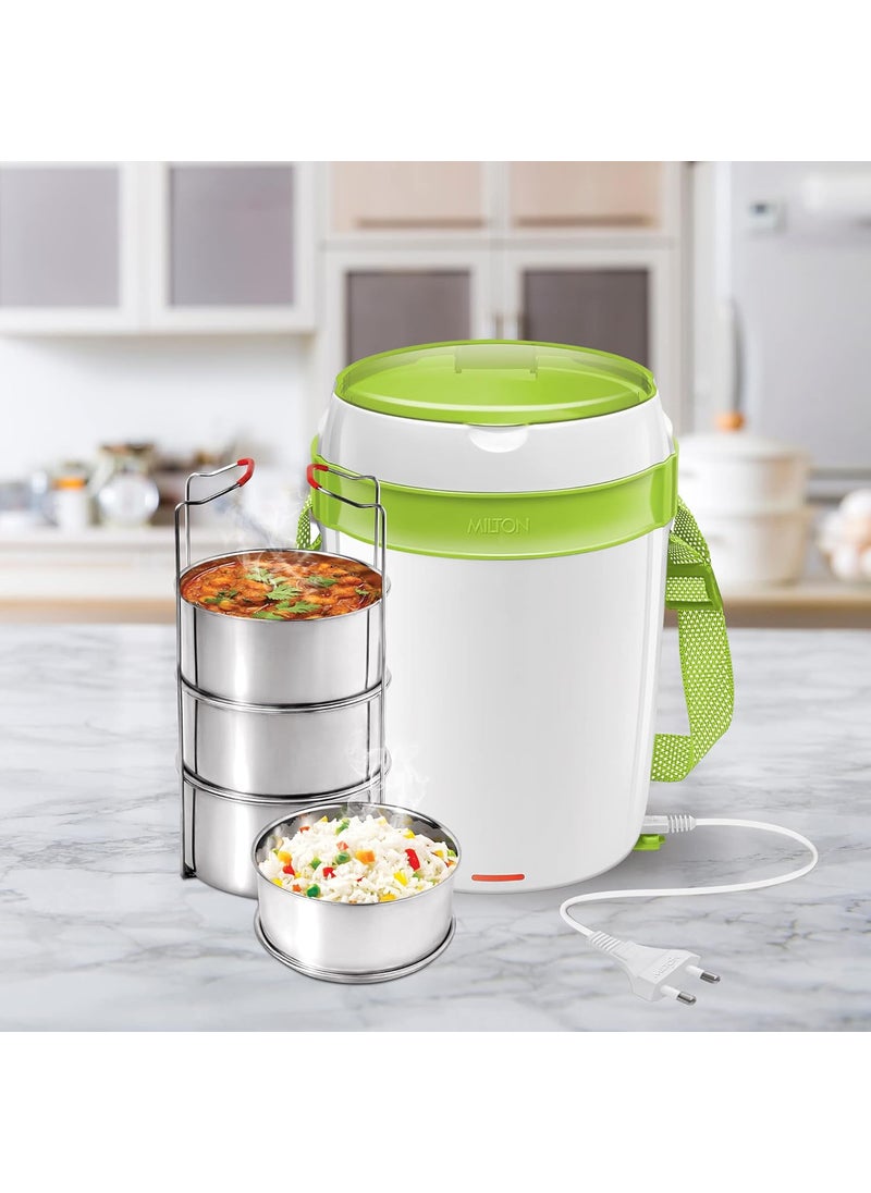 MILTON Euroline Futron Stainless Steel Electric Lunch Pack 4 Container, 360 ml, Green