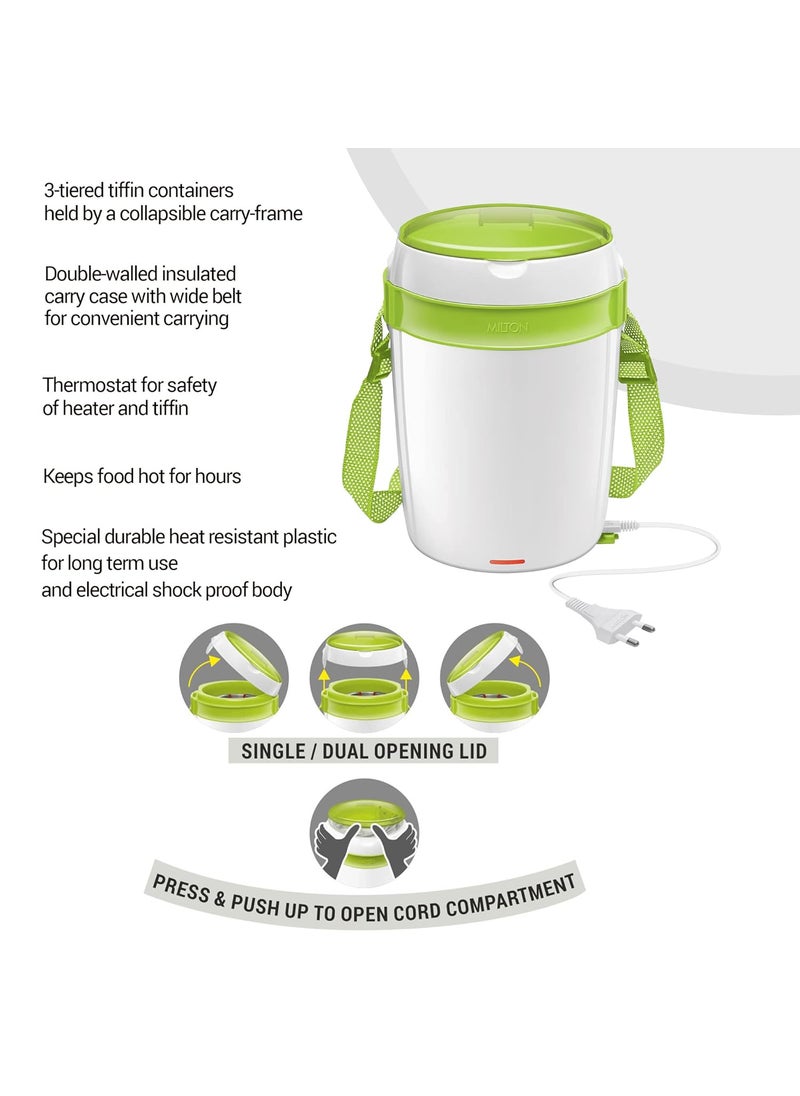 MILTON Euroline Futron Stainless Steel Electric Lunch Pack 4 Container, 360 ml, Green