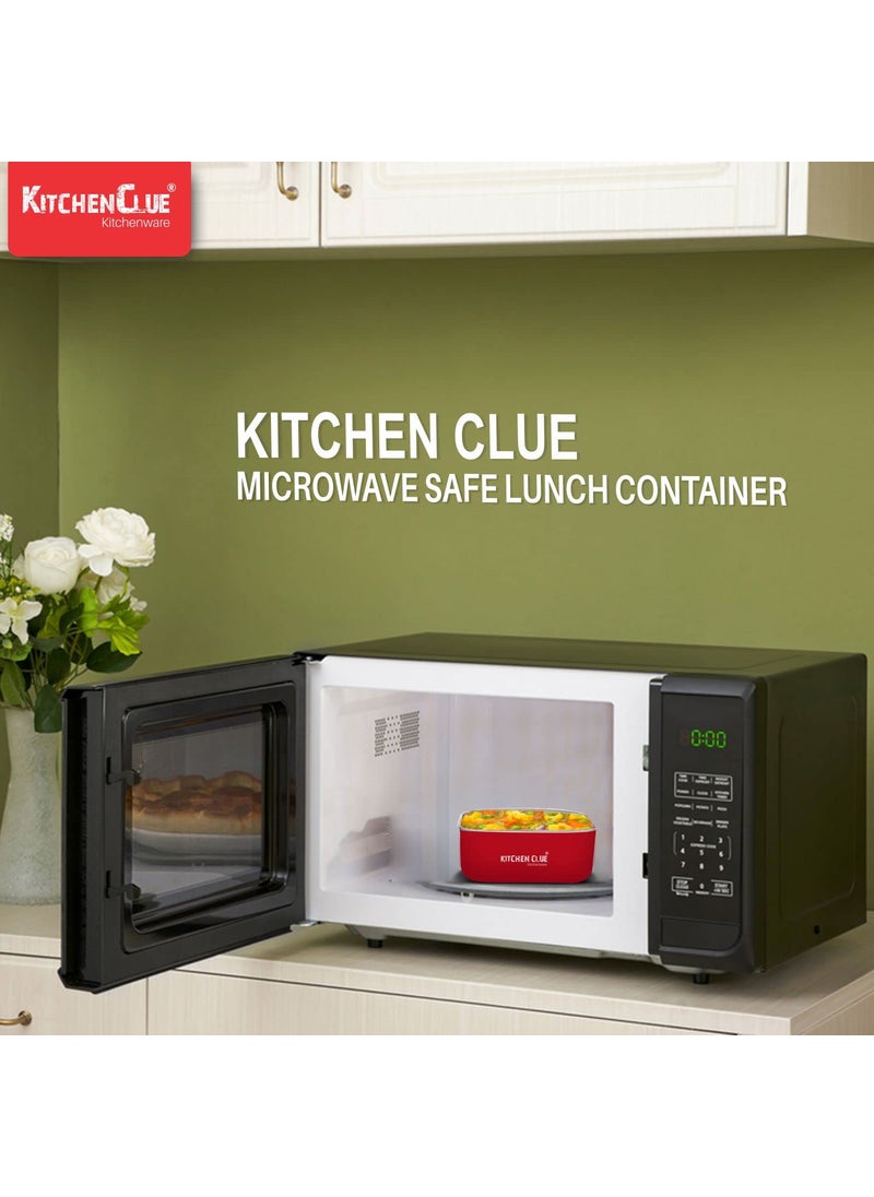 KITCHEN CLUE Stainless Steel Airtight & Leak-Proof Microwave Safe Lunch Box & Containers for Office School Kitchen I Set of 12 Pcs, 350 ML I Red I BPA Free Ideally Use for Kids & Adults