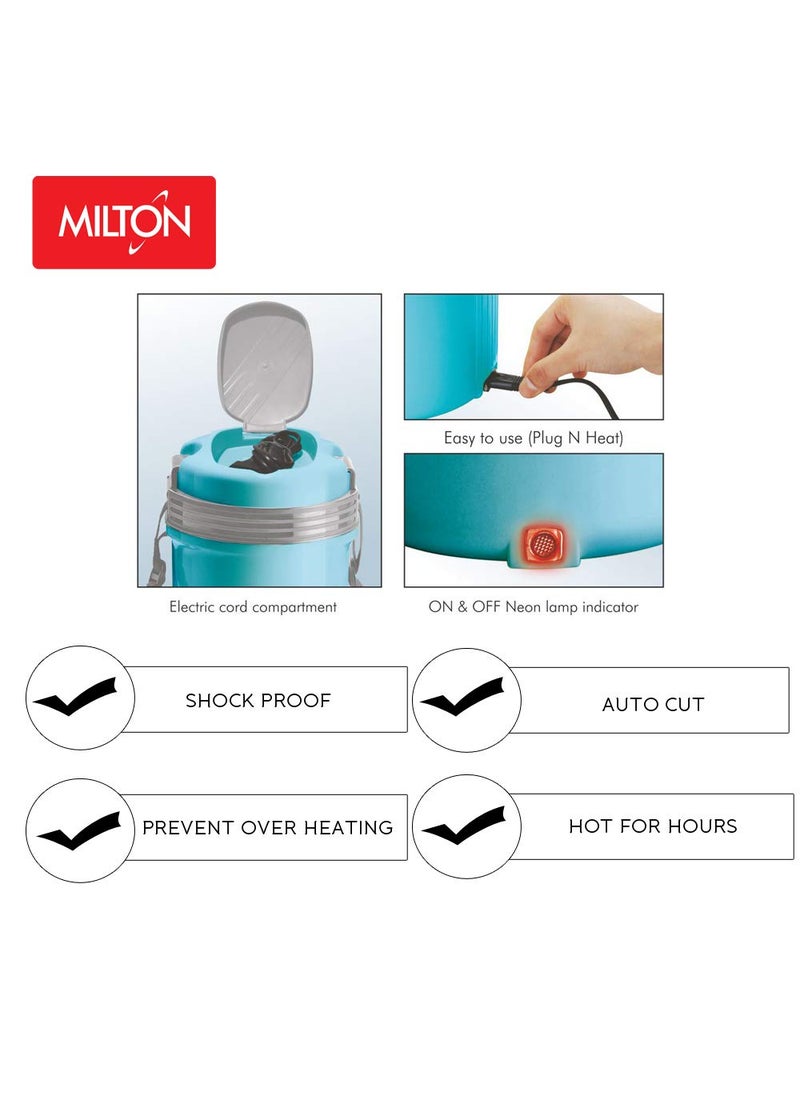MILTON Electron Stainless Steel Tiffin Box Set, 360ml/158mm, Set of 4, Blue