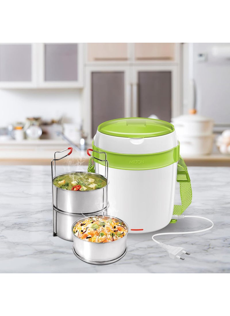 MILTON Euroline Futron Tiffin Stainless Steel Tiffin Box Set, 360ml/180mm, Set of 3, Green
