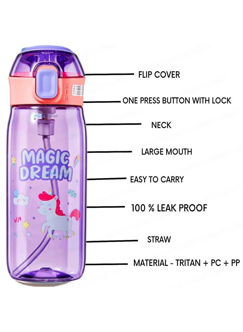 FunBlast Unicorn Theme Lunch Box and Water Bottle for School KidsSS304 750 ML Lunch Box with BPA Free 630 ML Water Bottle, Kids Airtight Lunch Box and Anti-Leakproof Water Bottle (Multicolor) Plastic